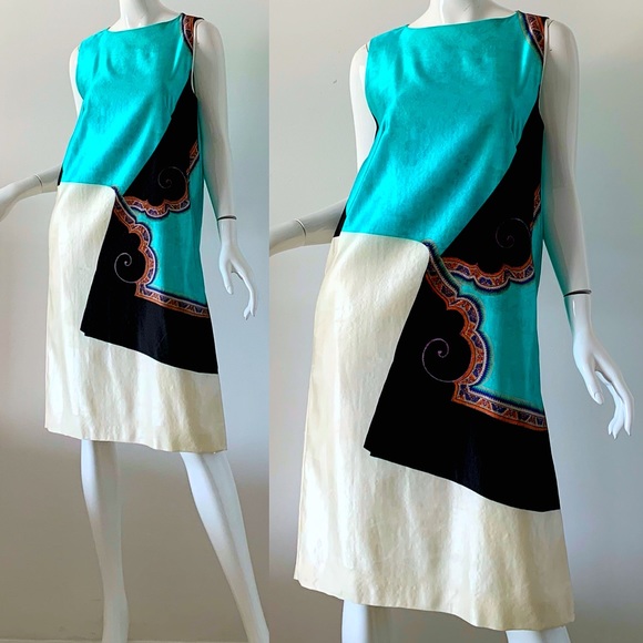 Dries Van Noten Dress Silk Wool Painted 38 - Picture 5 of 5